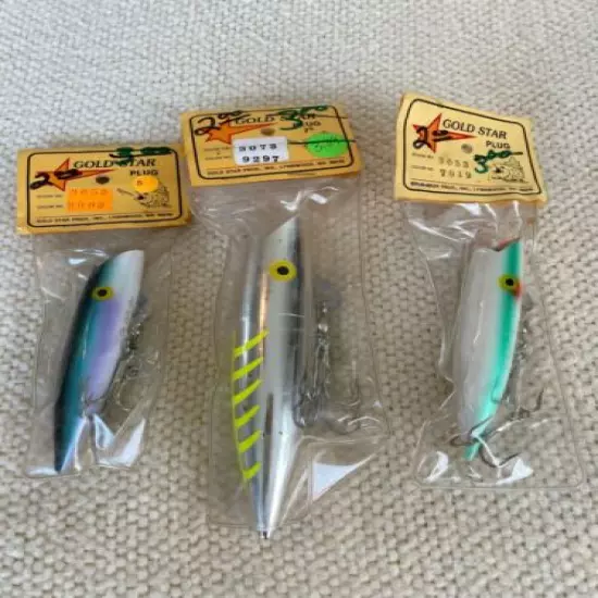 Vintage Gold Star Plus Fishing Baits Lot of 3