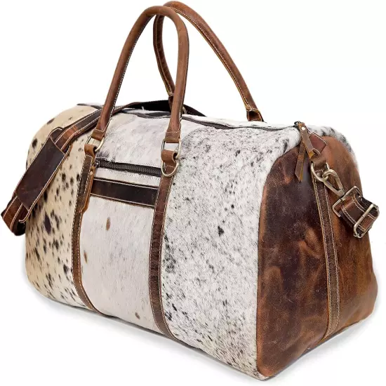 CLA Myra Bag Cinnamon Traveller Hair On Duffle Upcycled Genuine Cowhide Leather