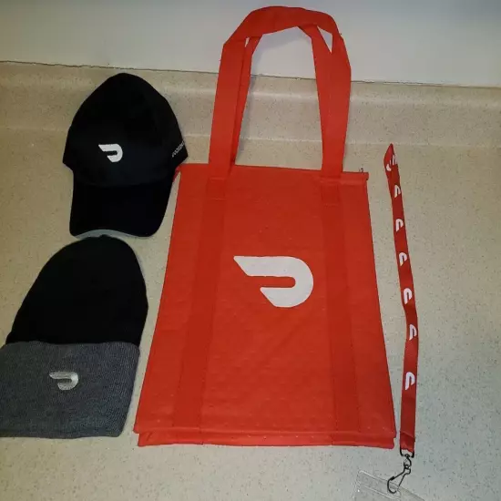 DOORDASH Delivery Driver KIT Beanie HAT Insulated BAG LANYARD ALL BRAND NEW LOT