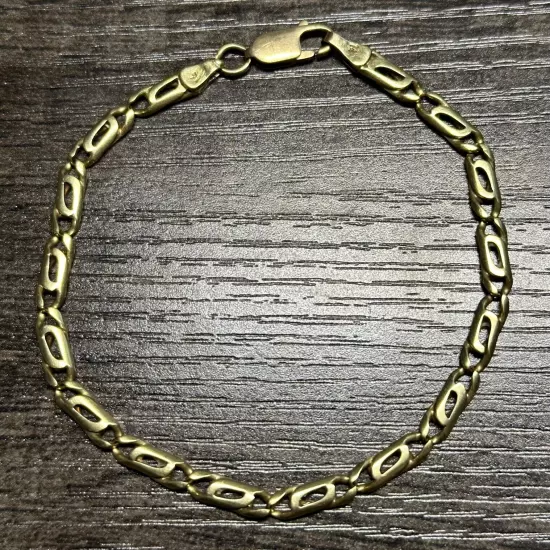 Mens Solid 14k Yellow Gold Link Chain Bracelet 8.5” 11.27 Grams Great Cond.