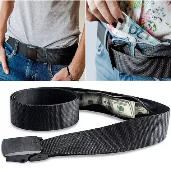 2PCS Travel Safety Belt Hidden Wallet Belt Cash Box Secure Anti-theft Pocket USA