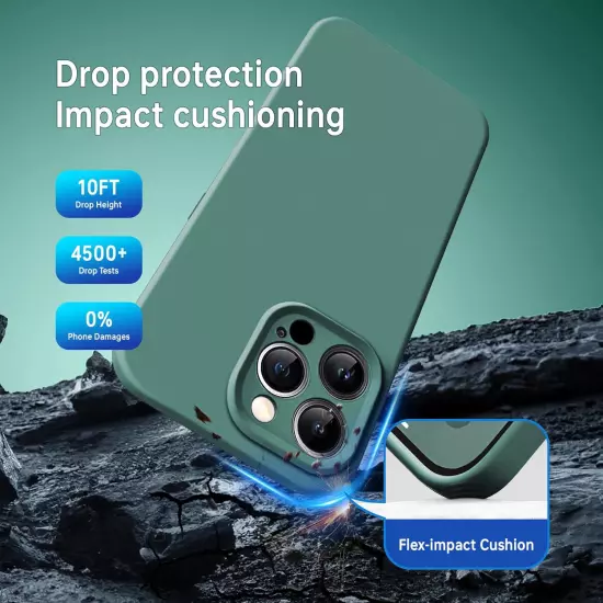 iPhone 16Pro Case-Magsafe Compatible Silicone+2 Screen Protectors Midnight Green