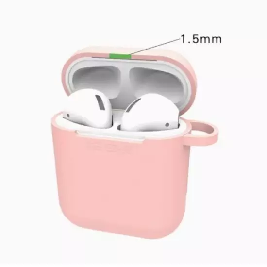 Case For Apple AirPods Silicone Protective Cover With Carabiner 1st & 2nd Gen