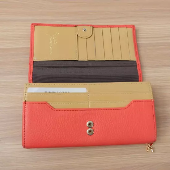 Roberta Di Camerino Wallet Leather Logo Folding Pink Peach Salmon Giada Italy