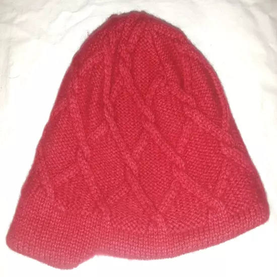 Patagonia red knit lined merino wool-blend beanie womens one-size