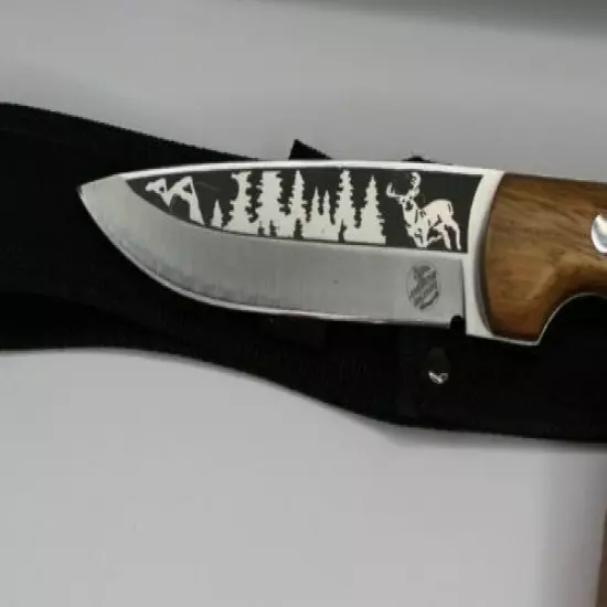 American Wildlife Collection Mystic Buck Fixed Blade Knife Laser Etched New 