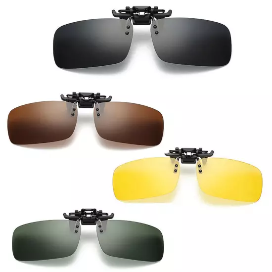 Mens Polarized Day Night Vision Flip-up Clip-on Lens Driving Glasses Sunglasses