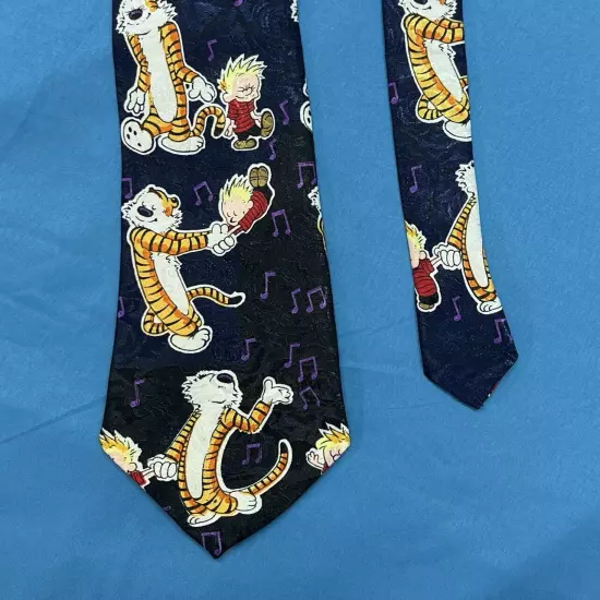 GOLD MAN Dancing Calvin & Hobbs CARTOONS Multicolor 100% SILK Men's Neck Tie