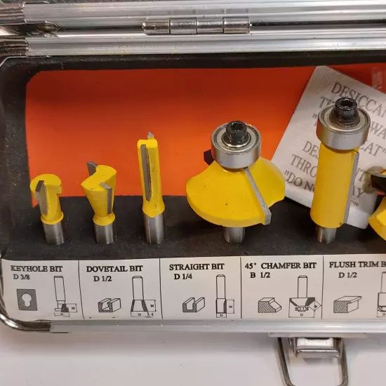 8PC CARBIDE ROUTER SET 1/4" SHANK 22015