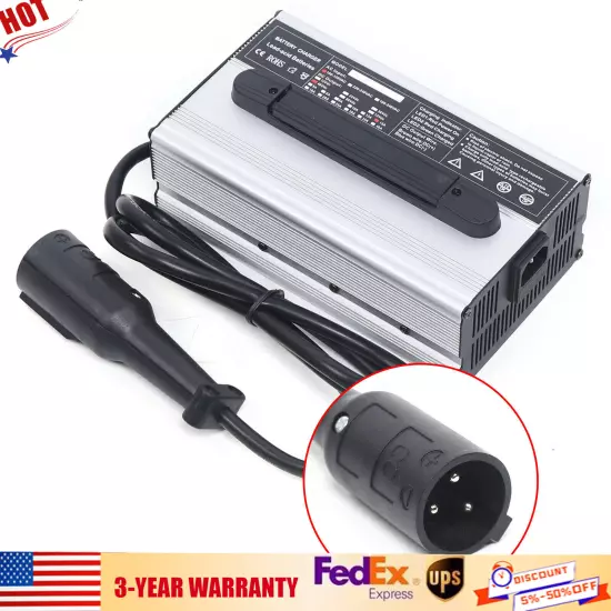 Fits For Club Car 48V 15 AMP Golf Cart 48 Volt Round 3 Pin Plug Battery Charger