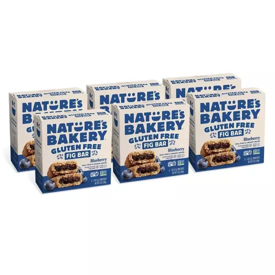 Nature's Bakery Gluten Free Fig Bars, Blueberry, Real Fruit, Vegan, Box of 36