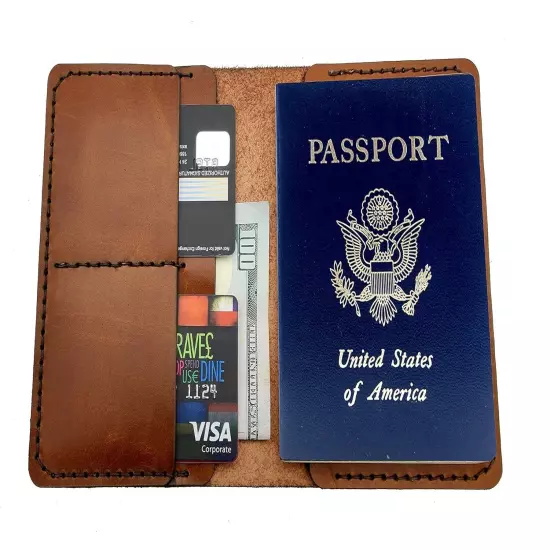 Genuine Full Grain Leather Passport Cover Field Notes Brown color leather 