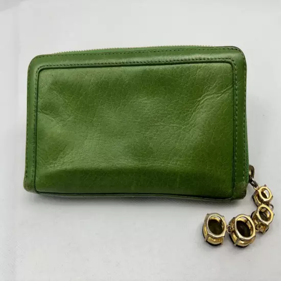 Juicy Couture Women’s Wristlet Wallet Faux Leather Zip Around Green Accents OBO