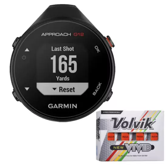 NEW 2021 Garmin Approach G12 Golf GPS Rangefinder and Volvik New VIVID Golf Ball