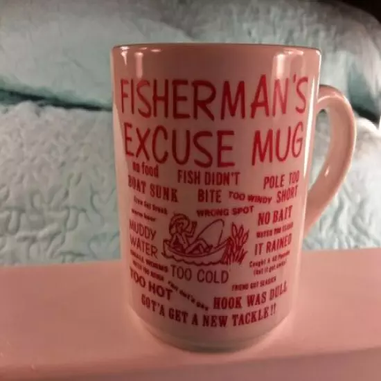 FISHERMAN'S EXCUSE MUG 3.25" Tall, Coffee Mug Tea Cup NEW