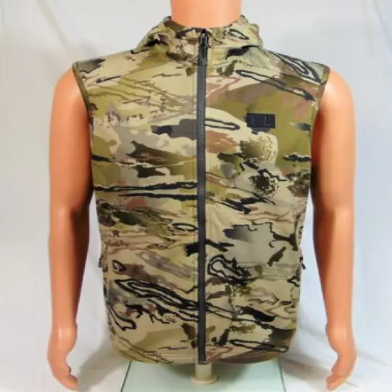 Under Armour Rut Fleece Cold Gear Barren Camo Hoodie Vest Sz S NEW 1356288 999