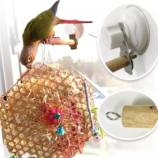 Bird Window/Bath/Car/Travel Perch Stand with Suction Cup for Small