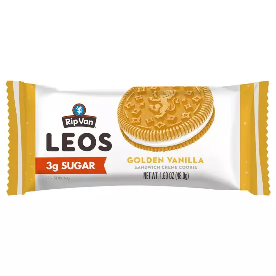 Leos - Golden Vanilla Sandwich Cookies - Low Sugar Snack Cookies - Low Carb Snac