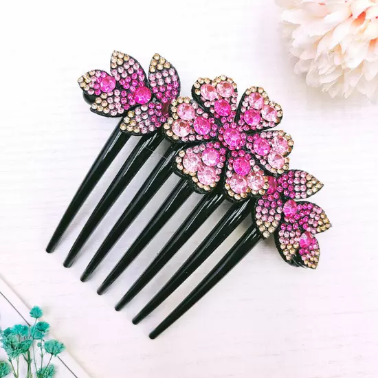 Crystal Flower Hair Comb Clip Shiny Rhinestones Hairpins Women Hair Accessories*