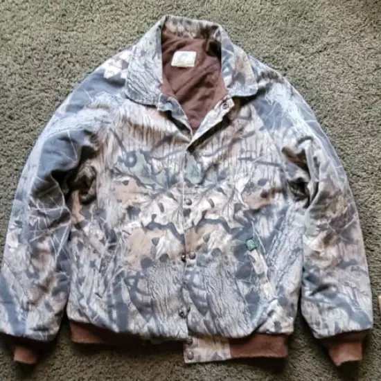 Vtg Mossy Oak Reversible Shadow Grass Break Up Camo Hunt Jacket Mens Size Medium