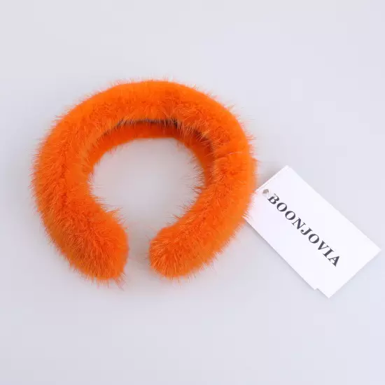 BOONJOVIA women's luxury100% mink fur headband real fur hair band Hair hoop