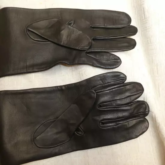 Fratelli Orsini 22" Size 8 Italian Black Leather Opera Gloves Unlined Ex Cond