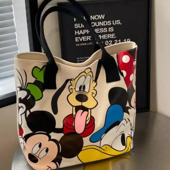 Cartoon Mickey Fashion Versatile LargeCapacity Canvas Shoulder Bag Casual Bag