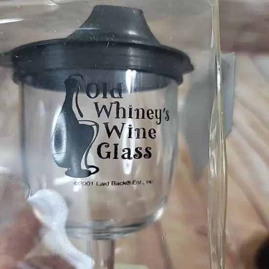 Old Whiney's Wine Glass with a No Drip, No Dribble Sippie Lid stem 2001 Vintage