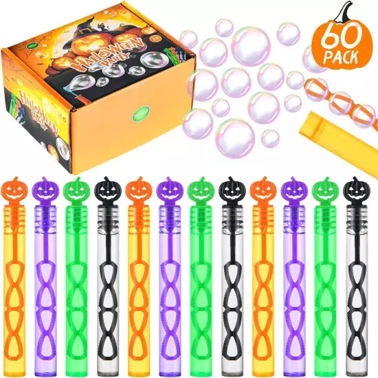 60 Pack Halloween Bubble Wands, Mini Toys for Party Favors,... 