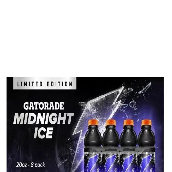 LIMITED EDITION Gatorade: MIDNIGHT ICE Sports Drink , 20 Fl Oz (8 Pack)