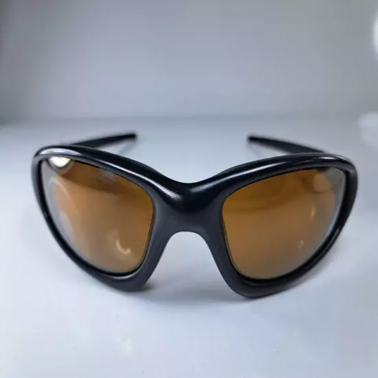 Oakley Straight Jacket Sunglasses, Black Frame, Gold Logo & Lenses