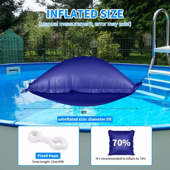 Pool Pillow for for Above Ground Pools 8x8 Ft Pool Air 8*8Ft Squareblue