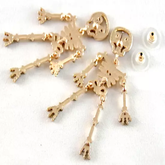 NEW BETSEY JOHNSON MULTICOLOR RHINESTONE SKELETON HALLOWEEN DROP DANGLE EARRINGS