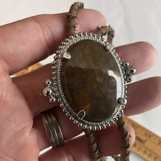 Vintage Oval Bolo Tie Brown Stone