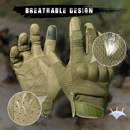 Tactical Gloves for Men Breathable Flexible Touch Screen Full Finger Gloves f...