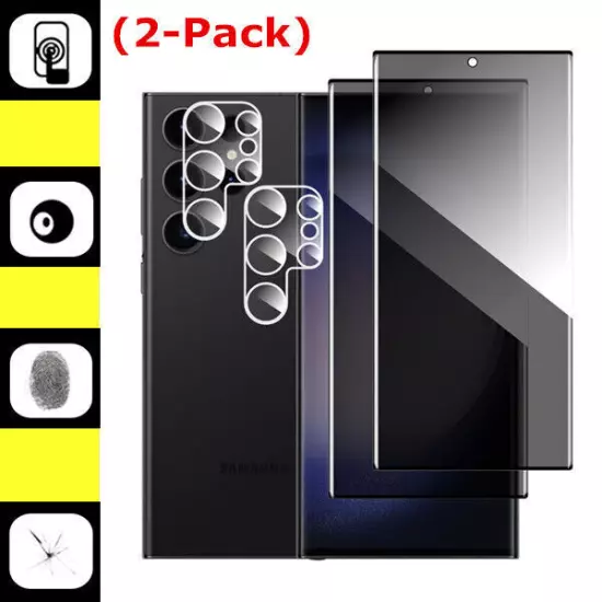 2X Samsung Galaxy S23/23+ Ultra Privacy Tempered Glass Screen/Camera Protector