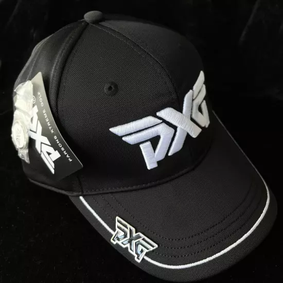 Black/White -PXG Hat Golf Baseball Cap Line Pattern Caps Adjustable W/ Ball Mark