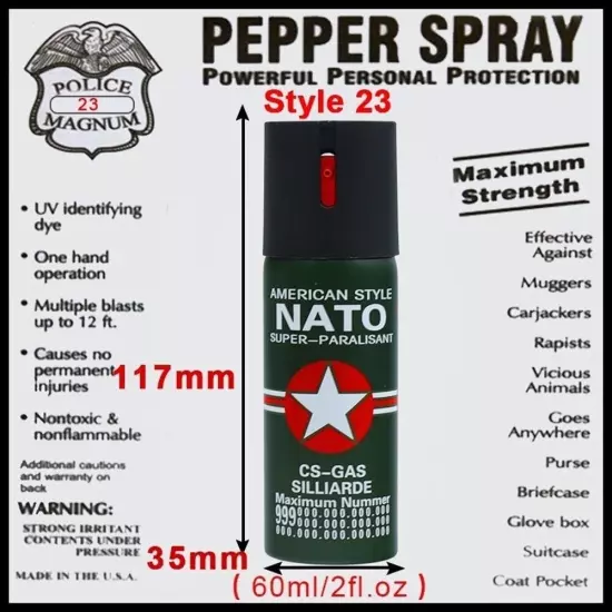 3 PACK NATO Pepper Spray 2oz Self Defense Security Keychain Green