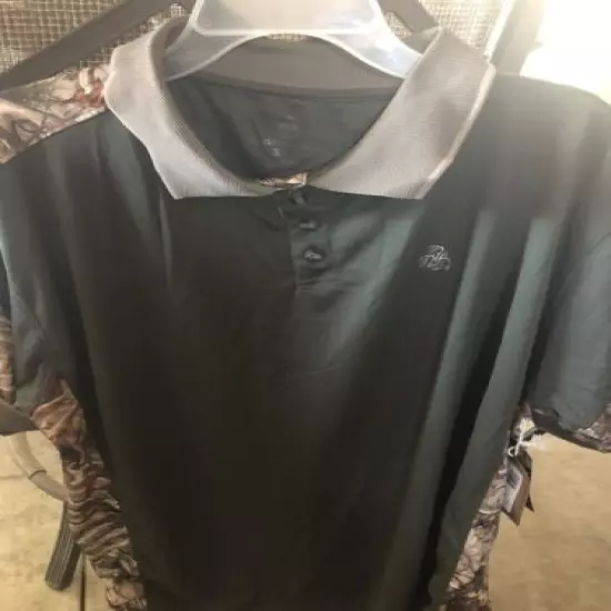 Legendary Whitetails Mens Dark Green And Camo Hunting Polo Size 2xl