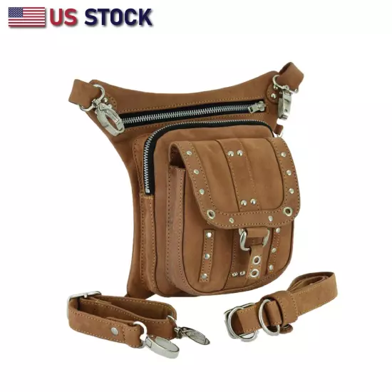 LEATHER Thigh Drop Leg Bag Gun Holster Bag Waist Bag Fanny Pack Messenger Bag 