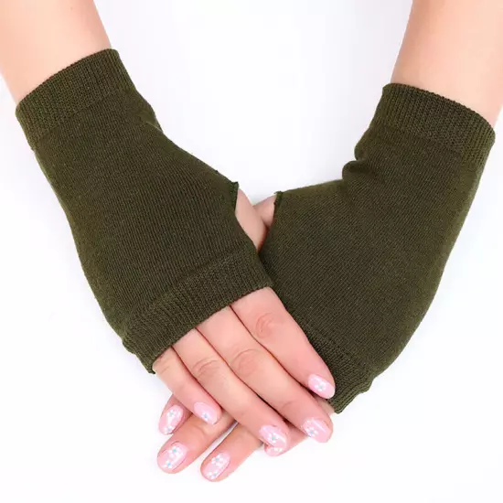 Women Winter Half Finger Fingerless Gloves Wrist Arm Hand Warmer Knitted Mittens