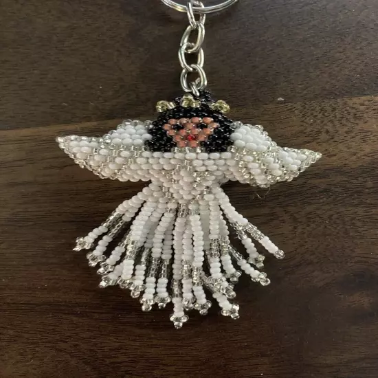 Beaded Angel Keychain - Small White 