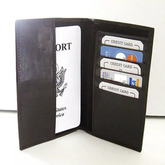 Blue USA Leather Passport Cover Travel Wallet Card Holder New 