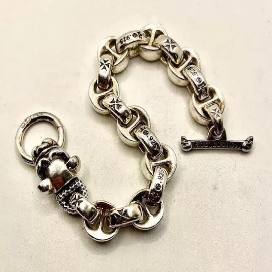 C'est Magnifique Vintage Silver Single Dog Biker Heavy BRACELET 96g