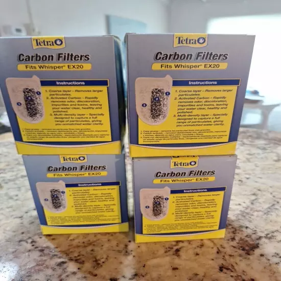 Lot Of (4) Medium Tetra Carbon Filters fit Whisper EX20 for Fish Aquarium 4 pack