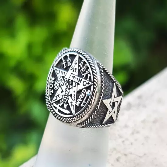 Tetragrammaton Ring 925 Sterling Silver Pentagram Solomon Seal Sacred Talisman