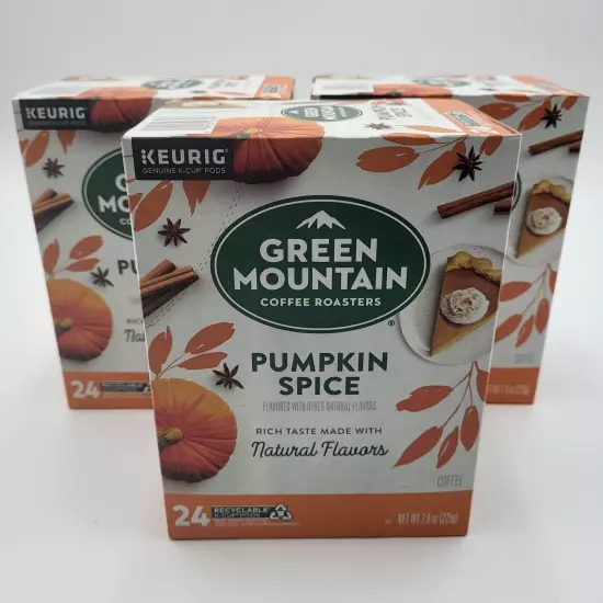 Set of 3 Green Mountain Pumpkin Spice Coffee 24ct K-Cups Light Roast