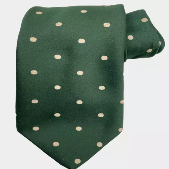 Vintage Louis Feraud Green Polka Dot Wide 1970's Necktie Tie Men's 4.2" x 57"