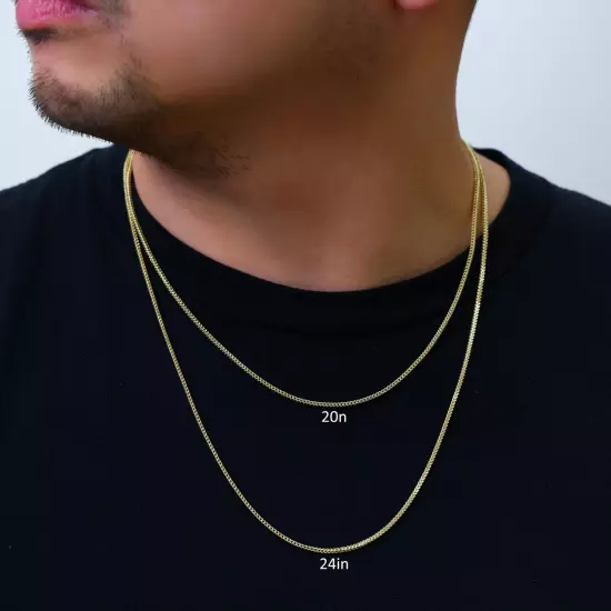 14K Yellow Gold 1.5mm-5mm Franco Square Box Chain Necklace Mens Womens 16"- 30"