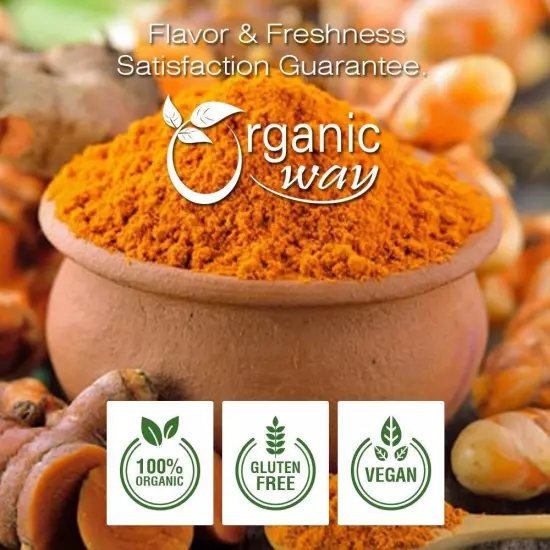 Organic Way Turmeric / Haldi Root Powder - Organic, Kosher & USDA Certified